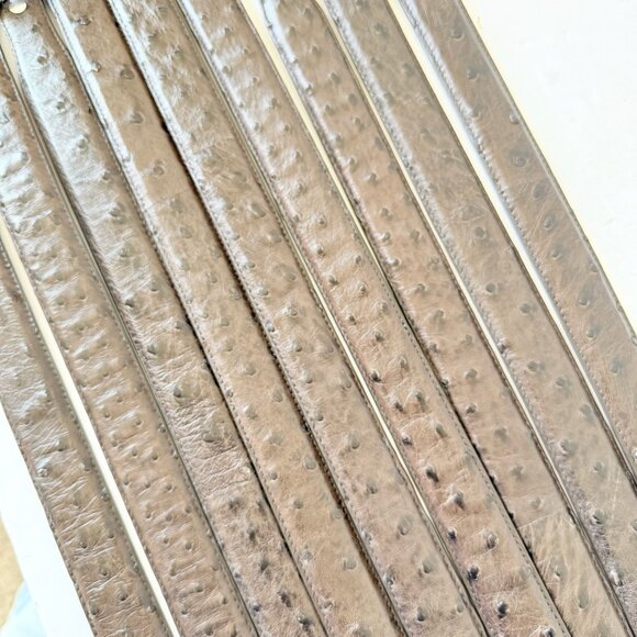 Rod Patrick Mens Full Quill Ostrich Leather Belt Dark Brown 1.25” Taper Sz 36 - Picture 10 of 11